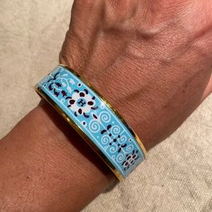 Authentic Hermes Enamel Bracelet-Blue & white pattern